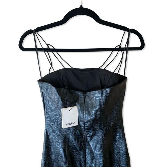 NWT Misha Revolve Dress Tiffany Black faux leather mini sheath Sz 2 - Picture 10 of 12